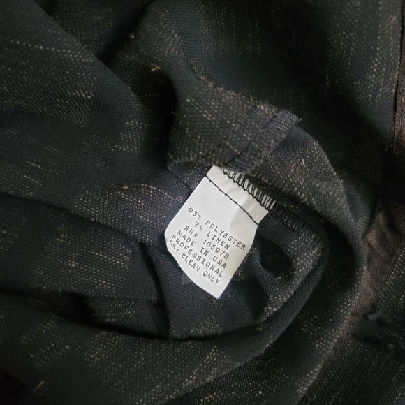 De Taille Black Brown Tunic Size XL Woven Block Textured
Linen Tweed Fringe - Picture 5 of 12